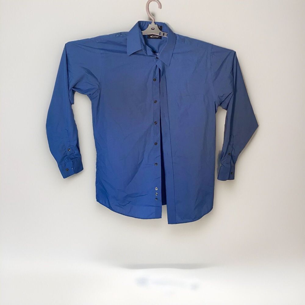 Puritan Dress Shirts Men's Size M Blue Button Down Long Sleeve Collared